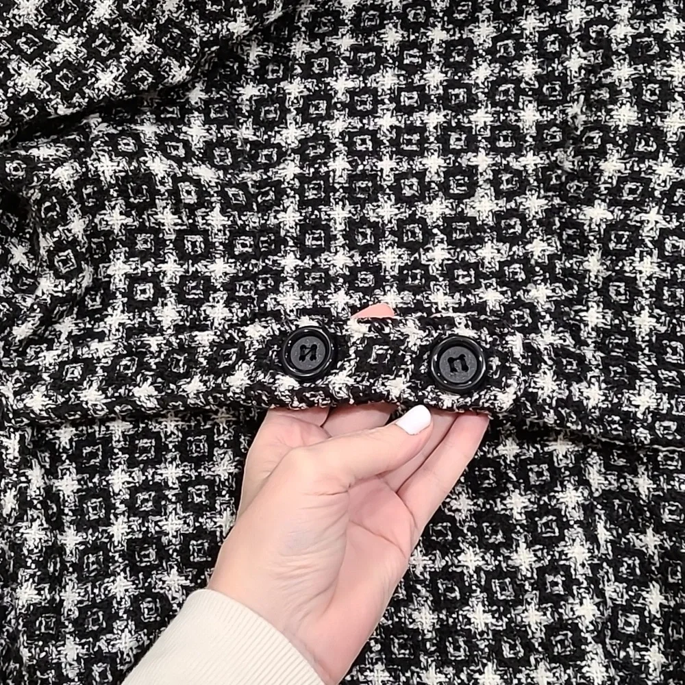 Iris And Ivy Black White Cascading Ruffle Edge Jacket Fancy Formal Pretty